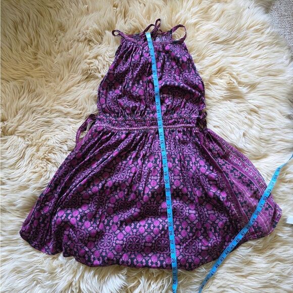 Free People Midsummers Day Tunic Dress Black Silky Floral Print Medium - Picture 10 of 10